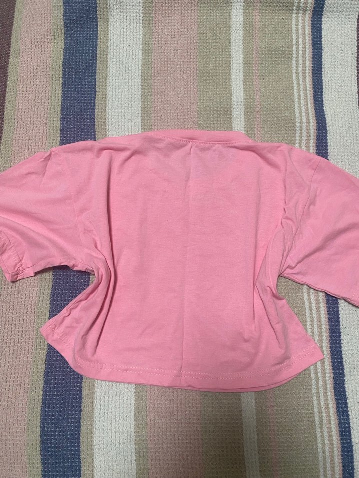 Pembe Barbie Desenli Kadın Crop Top - Görsel 3