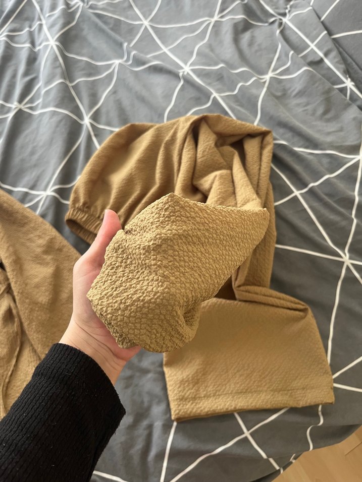 Haki Kadın Keten Pantolon Pilili - Görsel 3