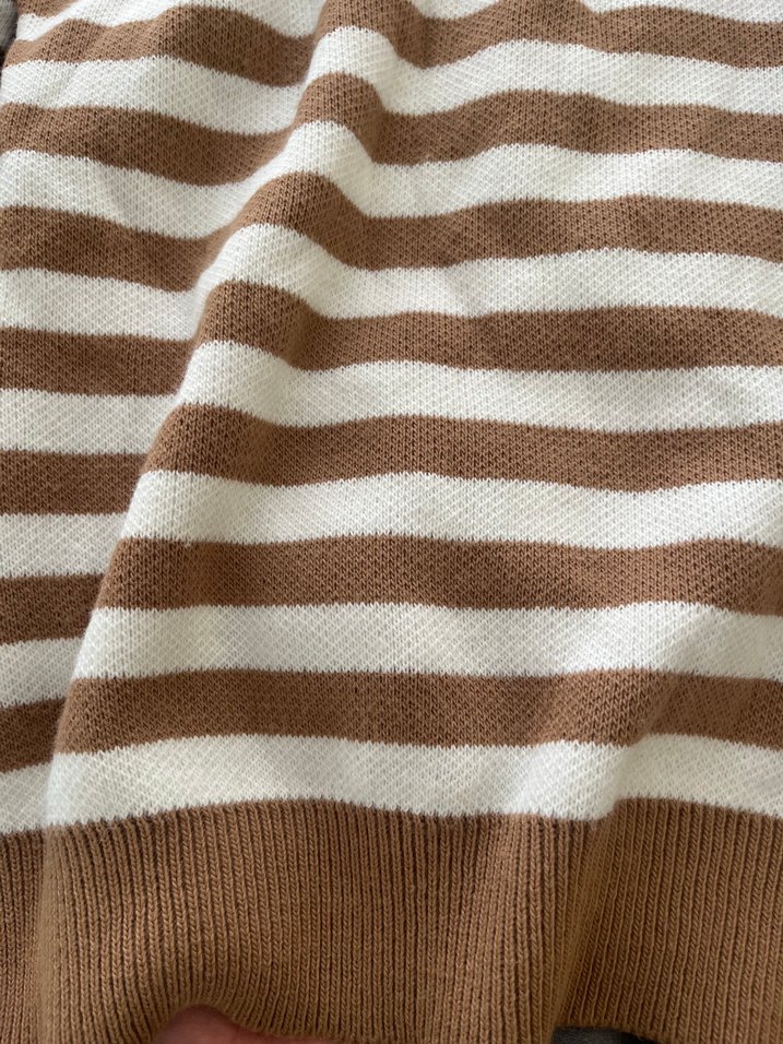 Kadın Kahverengi Çizgili Triko Kazak - Görsel 3
