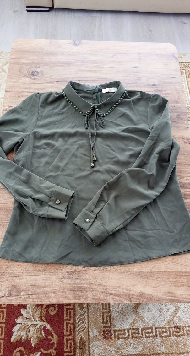 Bohem yesil Kadın Uzun Kollu Gömlek - Görsel 3