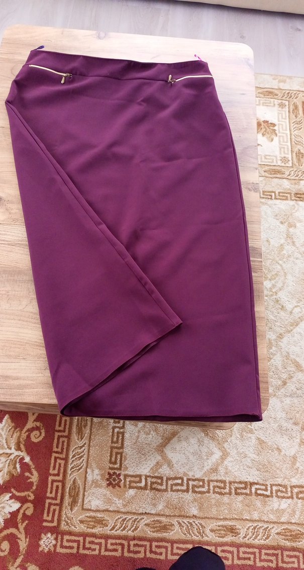 Bordo Drapeli Kadın Uzun Etek - Görsel 4