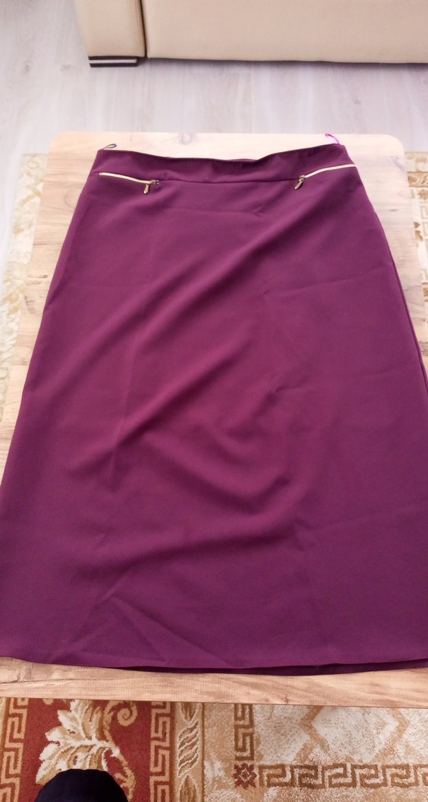 Bordo Drapeli Kadın Uzun Etek - Görsel 2