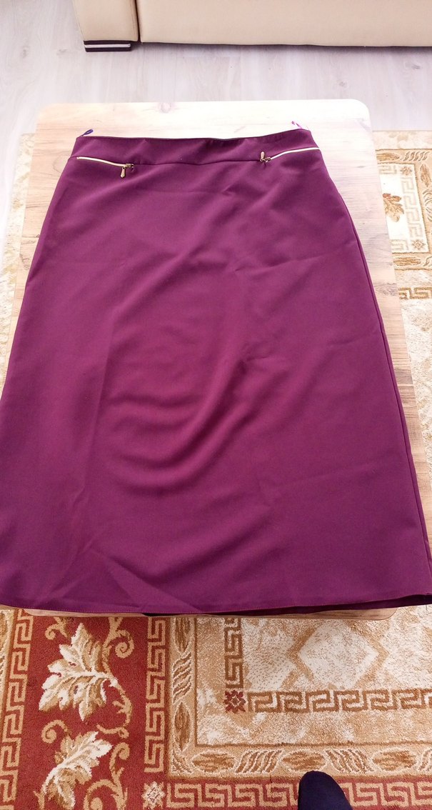 Bordo Drapeli Kadın Uzun Etek - Görsel 5