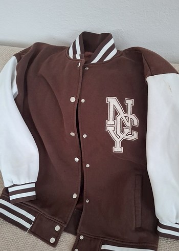Düğmeli Kahverengi Beyzbol Ceketi - Görsel 2
