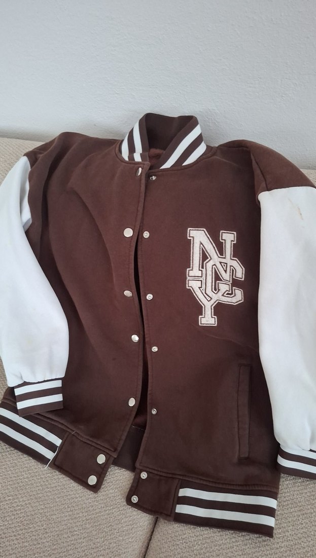 Düğmeli Kahverengi Beyzbol Ceketi - Görsel 2