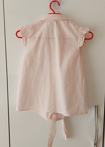Kız Çocuk Pembe Kolsuz Keten Gömlek - Görsel 3