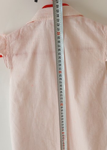 Kız Çocuk Pembe Kolsuz Keten Gömlek - Görsel 4