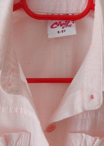 Kız Çocuk Pembe Kolsuz Keten Gömlek - Görsel 2