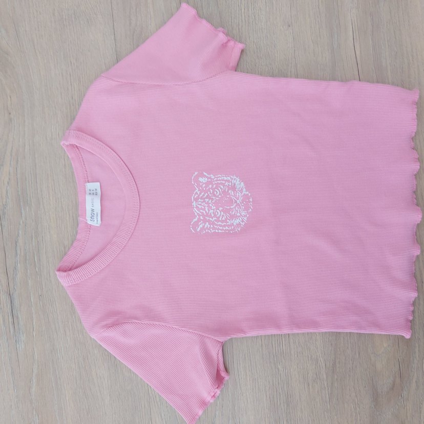 Kız Çocuk Pembe Baskılı Kısa Kollu Tişört - Görsel 2