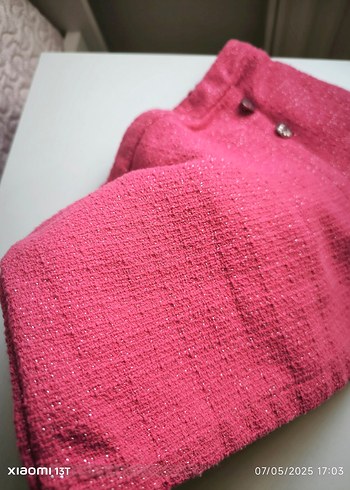 5 Yaş Beden Düğmeli Pembe Kız Çocuk Etek