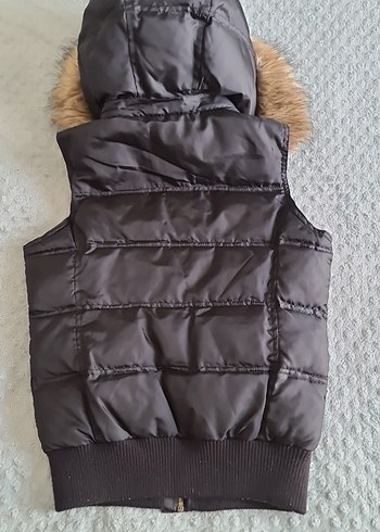 m Beden kahverengi Renk Sayah Kürklü Kapüşonlu Kadın Yelek