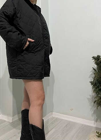 xl Beden KAPİTONE MONT BOY 80CM KAPÜSONLU