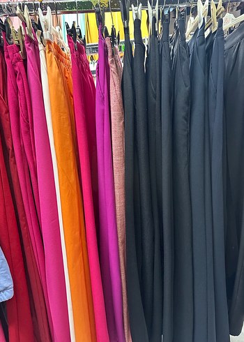 Renkli Kadın Uzun Kumaş Pantolon