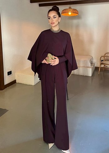 s Beden bordo Renk Binaar Mürdüm Uzun Kollu Tulum