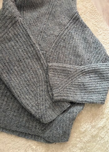 Yünlü Örgü Yarım Fermuarlı Kazak - Görsel 3