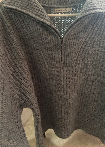 Yünlü Örgü Yarım Fermuarlı Kazak - Görsel 4