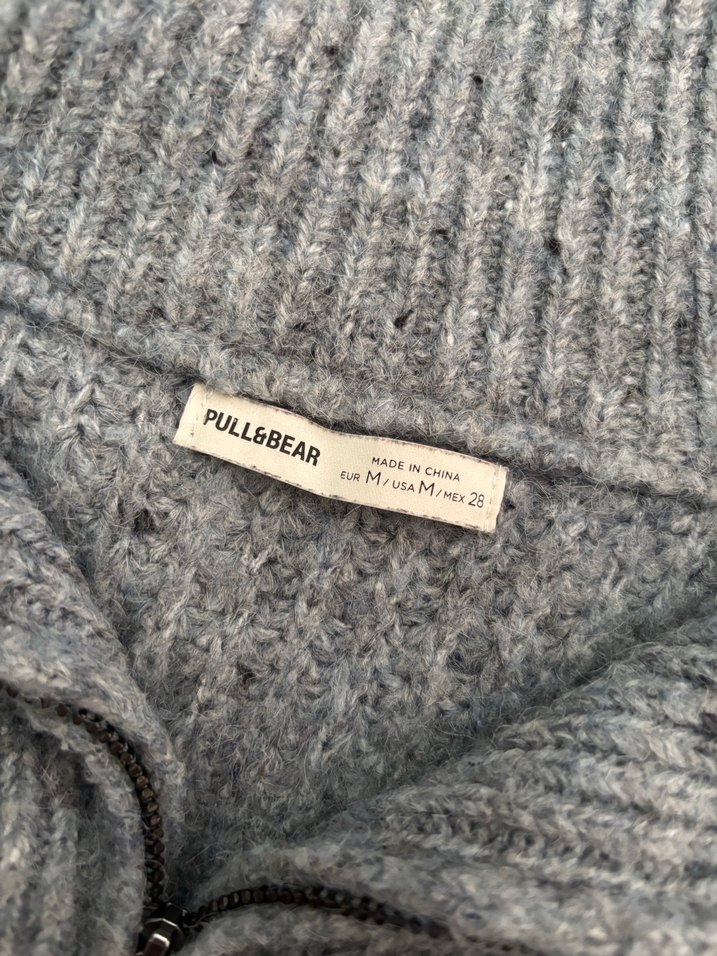 Yünlü Örgü Yarım Fermuarlı Kazak - Görsel 5