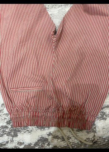 s Beden Bordo Çizgili Regular Fit Kadın Pantolon
