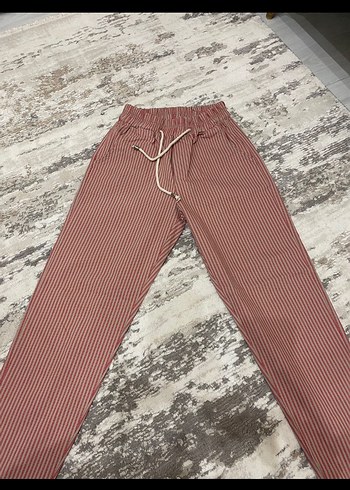 s Beden bordo Renk Bordo Çizgili Regular Fit Kadın Pantolon