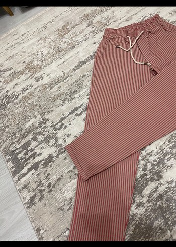 Koton Bordo Çizgili Regular Fit Kadın Pantolon