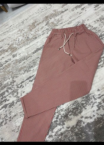 Bordo Çizgili Regular Fit Kadın Pantolon