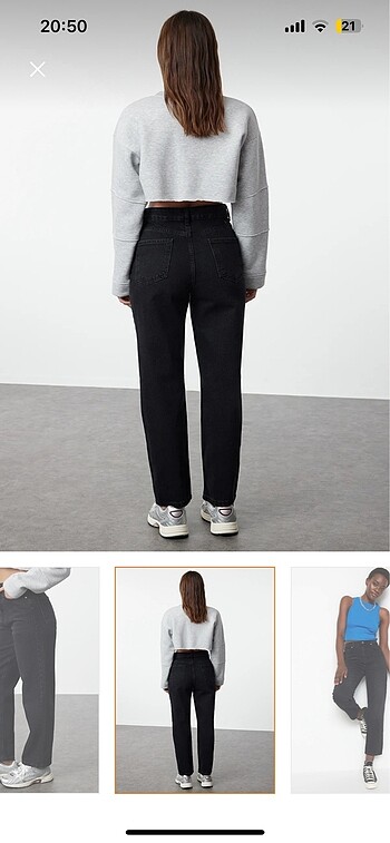 34 Beden siyah yüksel bel düz kesim straight jeans