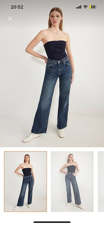 koyu mavi yüksel bel wide leg jeans