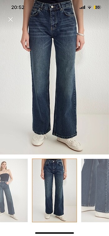 Trendyol & Milla koyu mavi yüksel bel wide leg jeans
