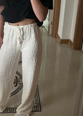 krem rengi kırısık kumas pantolon lcw marka