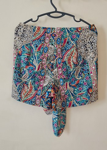 Renkli Bohem Drapeli Mini şort Etek - Görsel 2