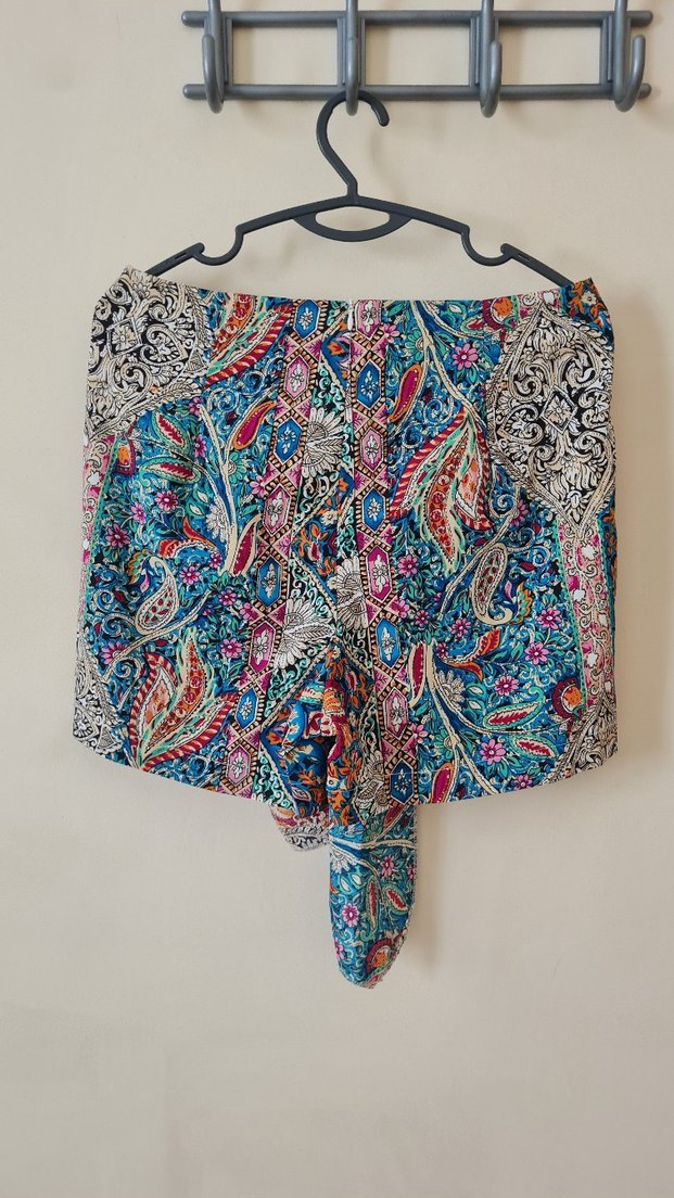 Renkli Bohem Drapeli Mini şort Etek - Görsel 2