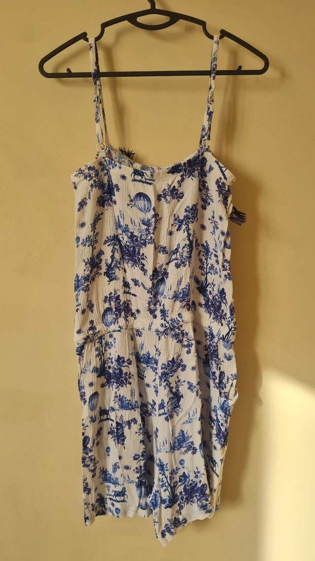 Kadın Mavi Desenli Bohem Tulum - Görsel 2