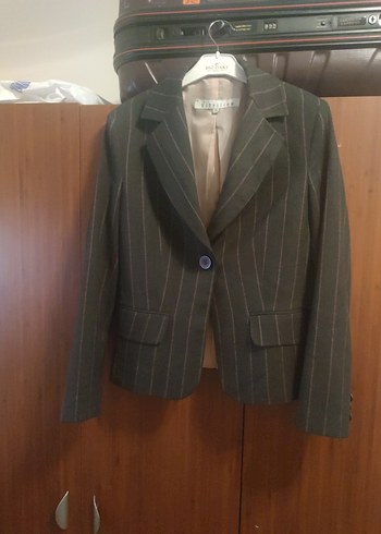 Kadın Gri Düğmeli Ofis Blazeri - Görsel 4