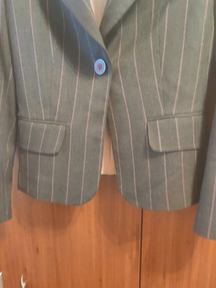 Kadın Gri Düğmeli Ofis Blazeri - Görsel 2