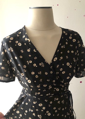 Shein Siyah V Yaka Uzun Bohem Elbise - Görsel 3