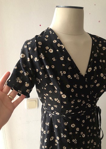 Shein Siyah V Yaka Uzun Bohem Elbise - Görsel 5