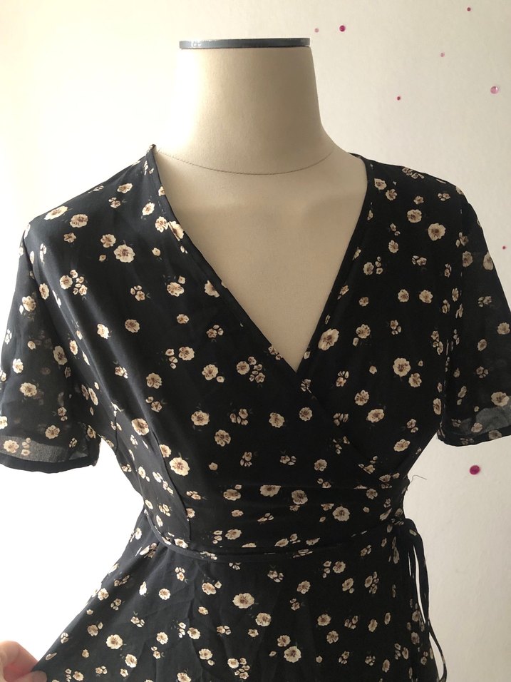 Shein Siyah V Yaka Uzun Bohem Elbise - Görsel 3