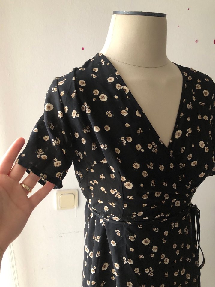 Shein Siyah V Yaka Uzun Bohem Elbise - Görsel 5