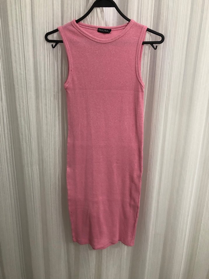 Siyah ve pembesi Yüksek Yakalı Midi Kadın Elbise - Görsel 3