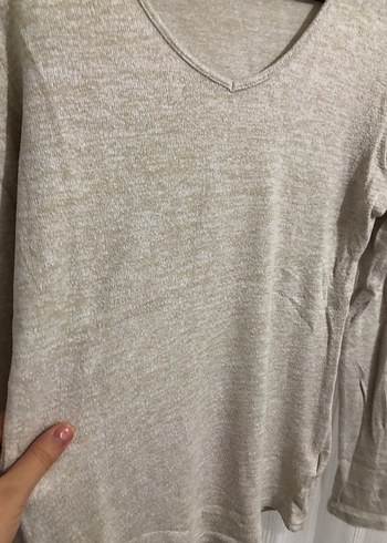 Bej V Yaka Kadın Kazak - Görsel 4