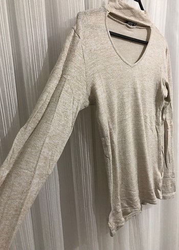 Bej V Yaka Kadın Kazak - Görsel 2