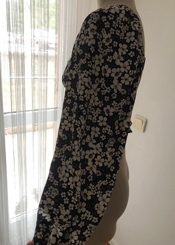 Düğmeli, Uzun Kollu, Çiçek Desenli Bohem Bluz - Görsel 6