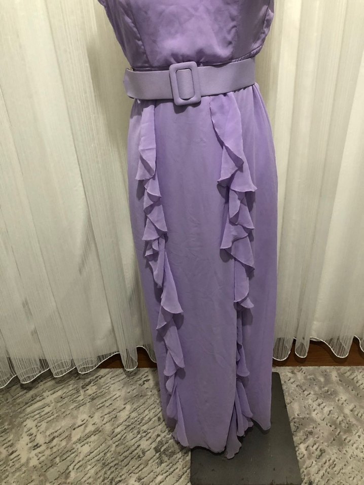 Straplez Uzun Mor Elbise - Görsel 3