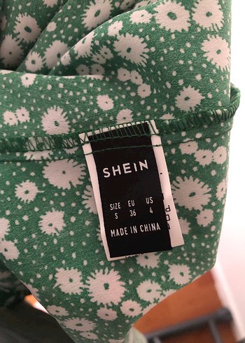 Shein Yeşil V Yaka Vintage Midi Elbise - Görsel 7