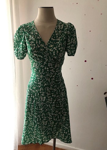 Shein Yeşil V Yaka Vintage Midi Elbise - Görsel 6