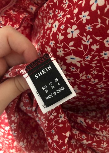 Shein Kırmızı V Yaka Midi Bohem Elbise - Görsel 5