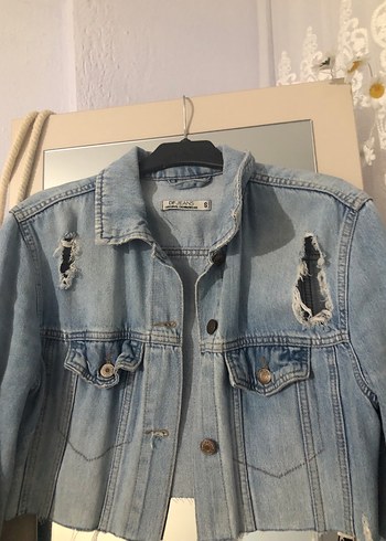 Defacto Düğmeli Mavi Rahat Kesim Denim Ceket