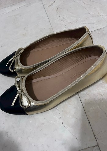 Bej Siyah Tokalı Kadın Blok Topuk Babet - Görsel 2