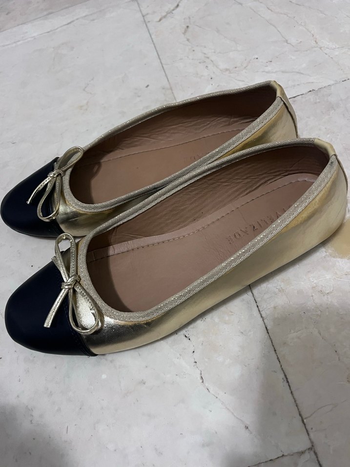 Bej Siyah Tokalı Kadın Blok Topuk Babet - Görsel 2