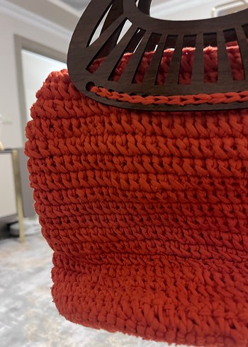 Örgü Kahverengi Kadın Çanta - Görsel 3